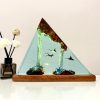 Epoxy Resin Ocean Lamp, Manta Rays and Jellyfish with Diver in Atlantic, Scuba diving, Epoxy and Wooden Night Lights, Home decor unique gift