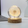 Dandelion Night Light, Real Dandelion puff Paperweight, Flower Epoxy Resin Nightlight, Epoxy Resin Wood Table Lamp,  Gift for her