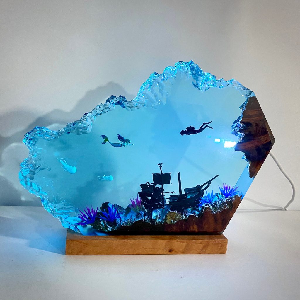 Little Mermaid & Human Epoxy Resin Lamp