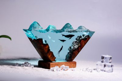 Humpback Whale and Diver Epoxy Resin Night Light