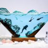 Whale Shark and Divers Night Lights ver 2, Whale Shark Resin lamp, Epoxy Resin Table Lamp, resin art lamp, wood epoxy lamp, Valentine gifts