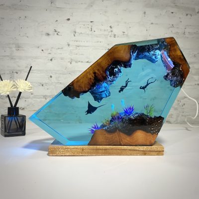 Rays and Divers Epoxy Resin Night Light