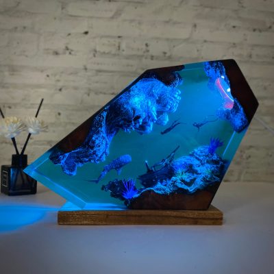 Whale Shark And Diver Epoxy Resin Night Light