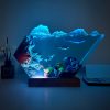 Daddy/Mother shark and Baby shark light night, Mermaid looking for treasure, Epoxy Resin Table Lamp, Wreck Miniature, Home decor, Kid gifts