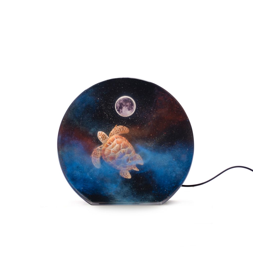 Epoxy Resin Galaxy Turtle Bedroom Lamp  - Galaxy Turtle in The Stars Table Lamp - Unique Vintage Art Home Decor Gift