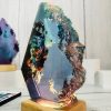 Resin Galaxy Lamp, Epoxy and Wooden Night Lights, Lighting Home Decor, Ocean Resin Lamp, Wooden Table, Valentine Gifts, Gifts for Her